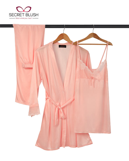 Secret Blush 3 Pieces Silk Nighty