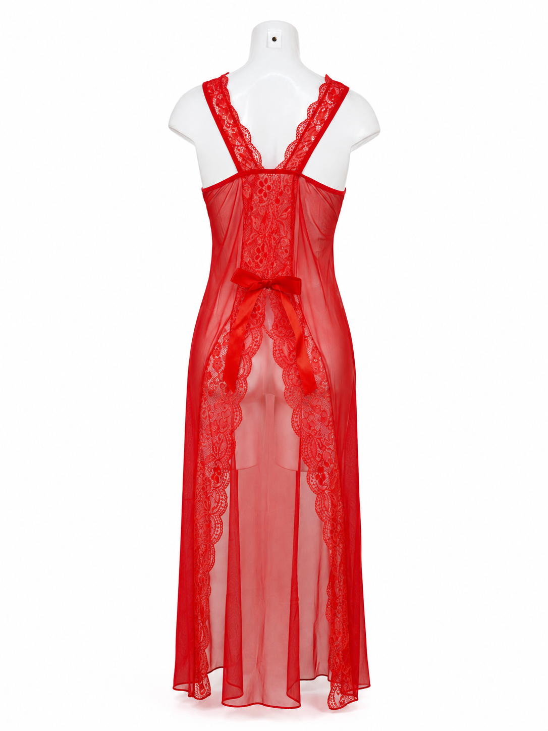 Angelic Romance-Lace Bow Sheer Gown & Panty Set