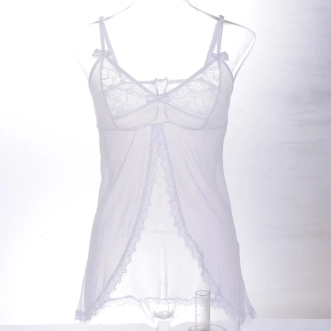 Secret Blush Bridal Two Piece Lace Mesh Nighty