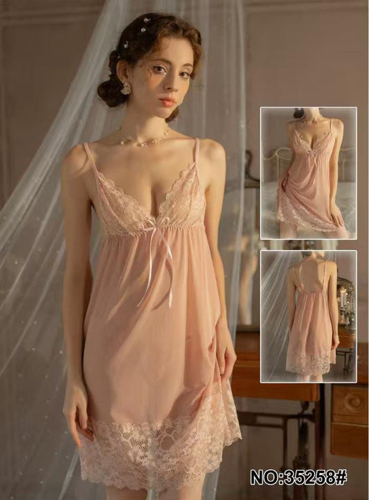 Secret Blush Two Piece Backless Lace Nighty