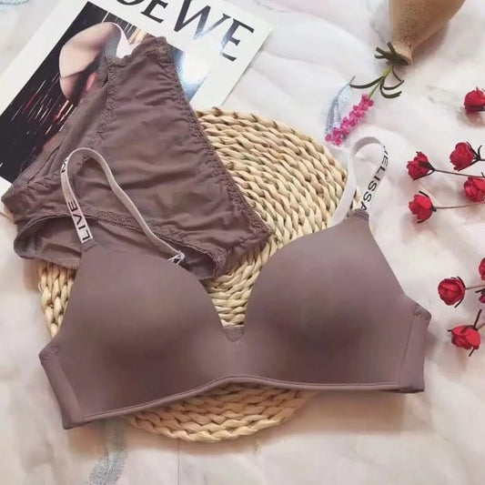 Secret Blush Seamless Strap Wireless Push Up Bralette with Panty