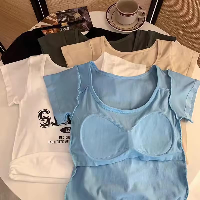 Secret Blush Crop Top Padded T-shirt for women