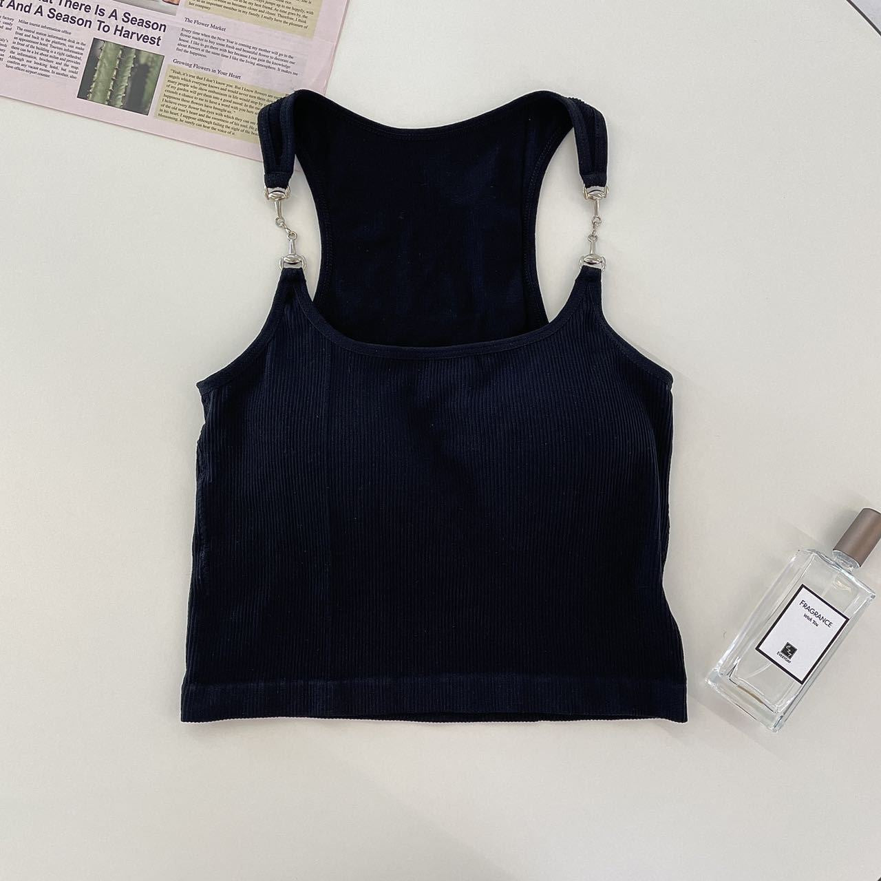 Secret Blush Padded Tank Top With Metal Buckles For Women