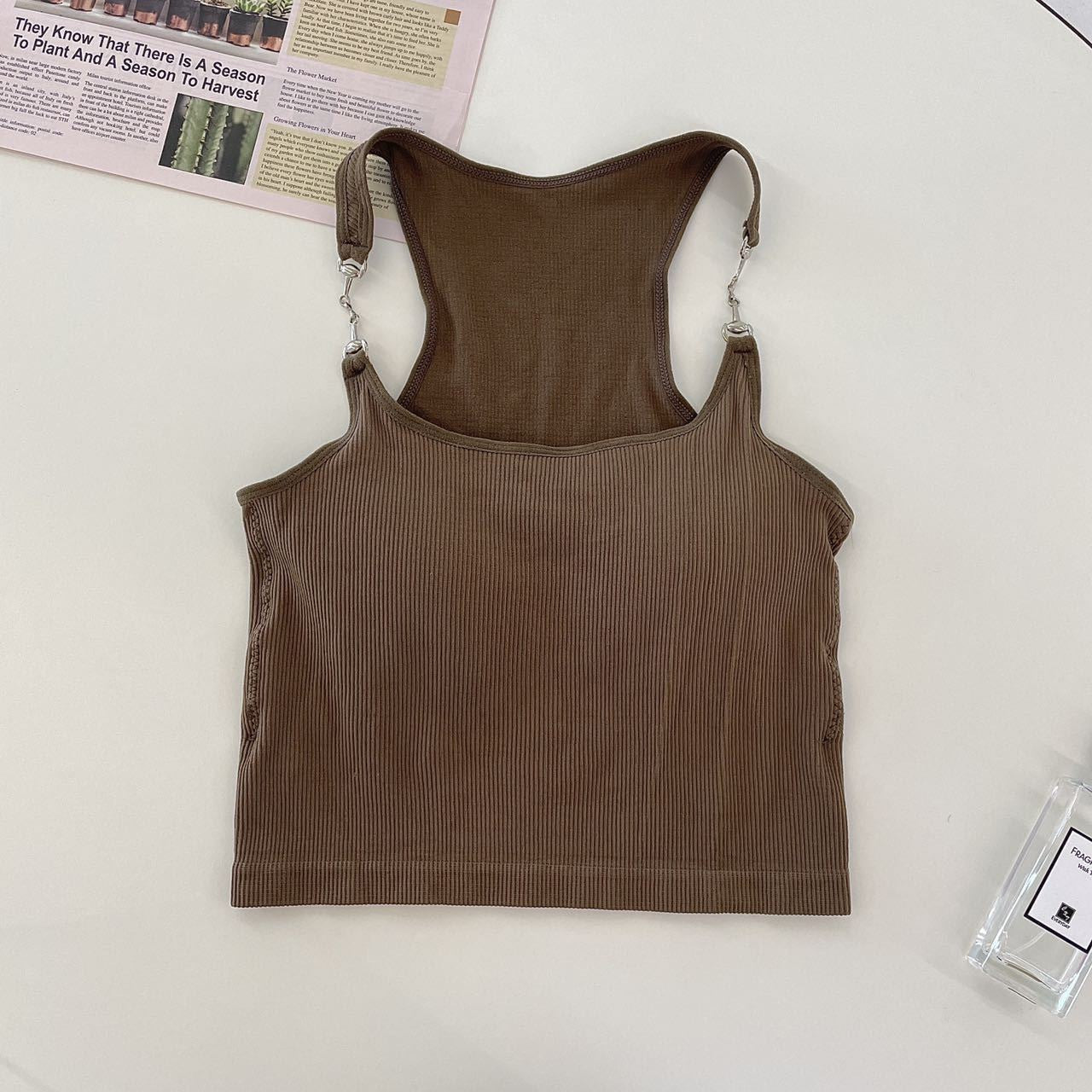 Secret Blush Padded Tank Top With Metal Buckles For Women