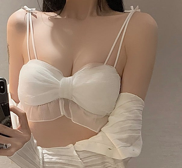 Lace Charm Bra & Panty Set with Satin Bow – Elegant Comfort