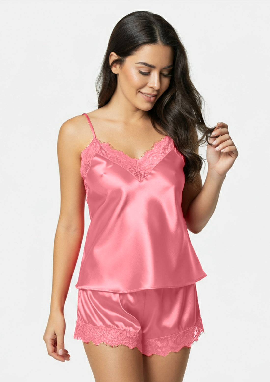 Secret Blush Two Pieces Silk Short Nighty