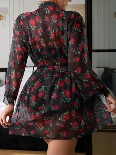 Roselle Noir Floral 3-Piece Robe Set