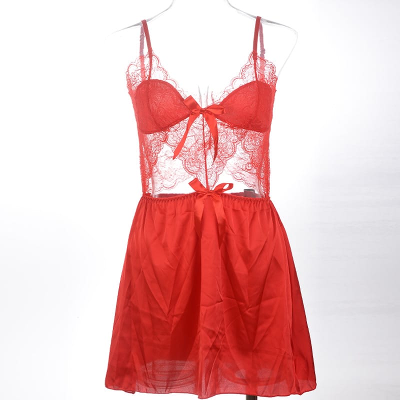 Secret Blush Seductive Lace Bow Lingerie Set – Sheer Elegance & Allure