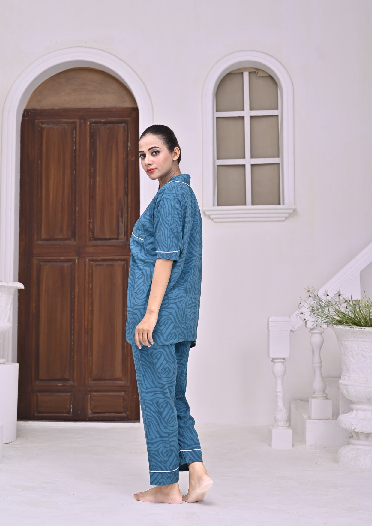 Secret Blush Linen Pajama Suit Emerald