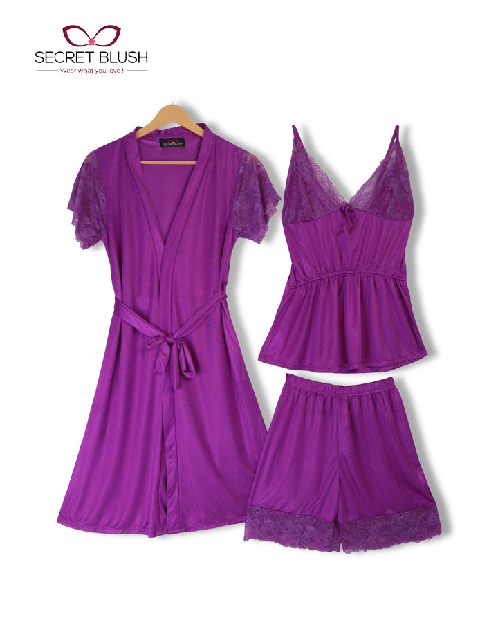 Secret Blush 3 Pieces Silk Nighty