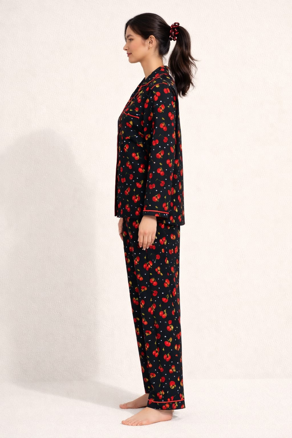 Cherry Bliss Linen Pajama suit