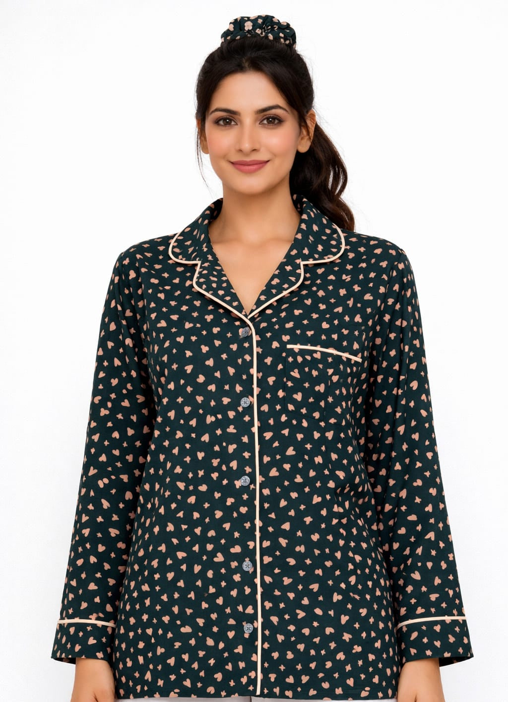 Midnight Hearts Linen Pajama suit