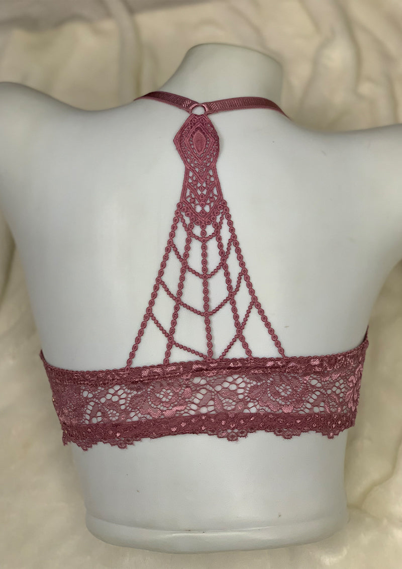 Secret Blush Printed Back Lace front Open Super Padded Bra Set