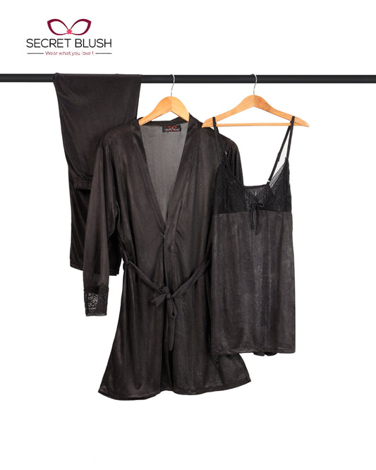 Secret Blush 3 Pieces Silk Nighty