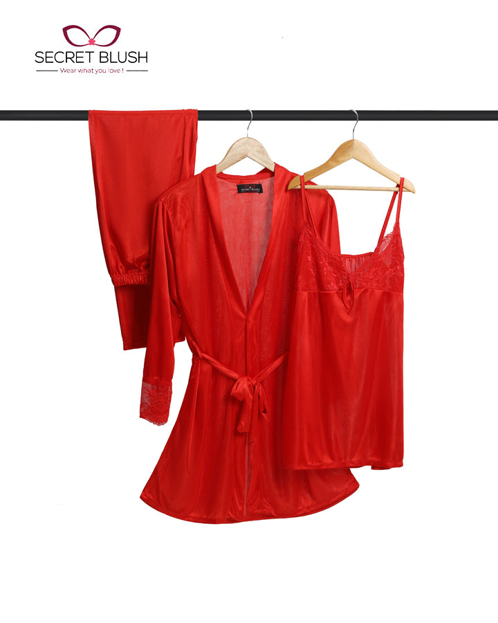 Secret Blush 3 Pieces Silk Nighty
