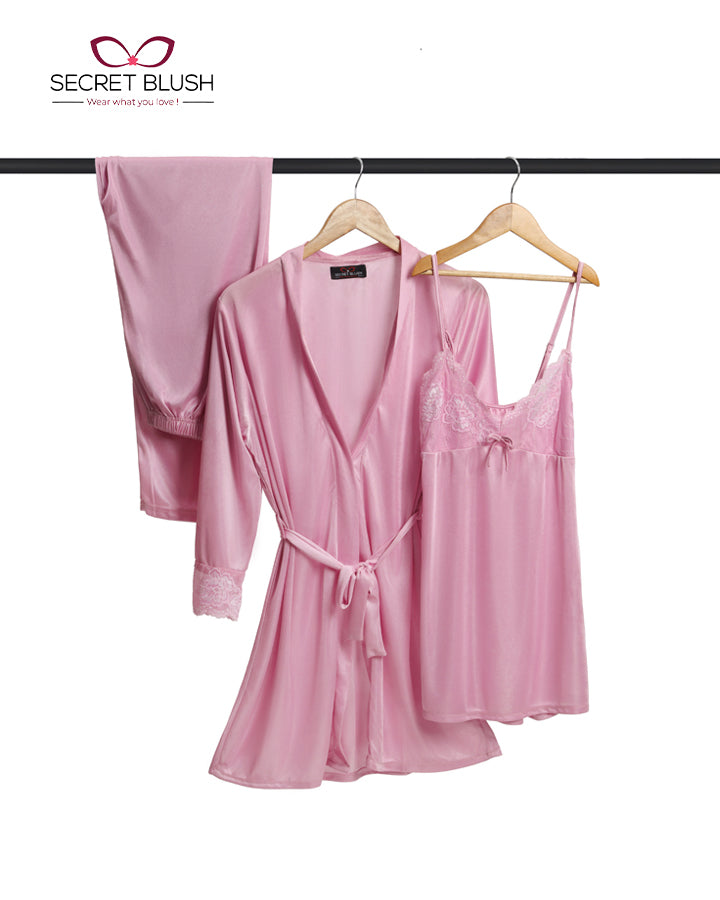 Secret Blush 3 Pieces Silk Nighty