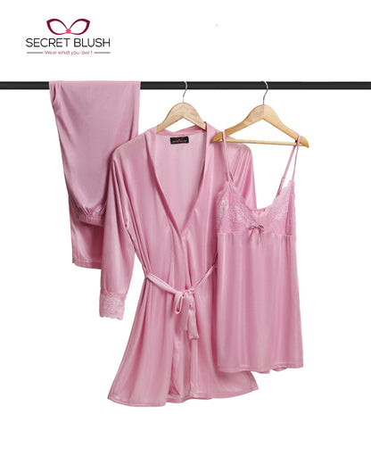 Secret Blush 3 Pieces Silk Nighty