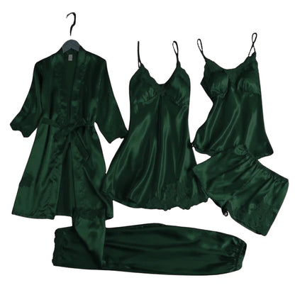 Secret Blush 5pcs Luxury Silk Bridal Nightgown's Set