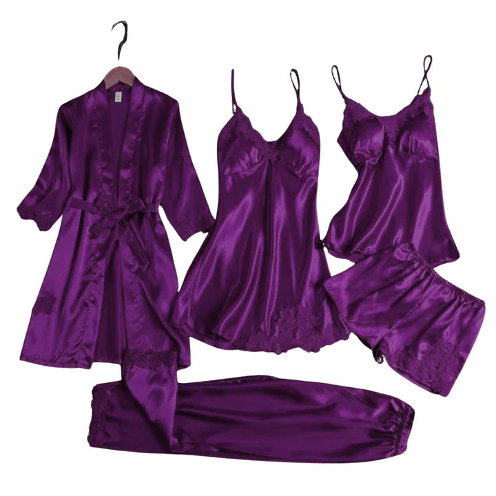 Secret Blush 5pcs Luxury Silk Bridal Nightgown's Set