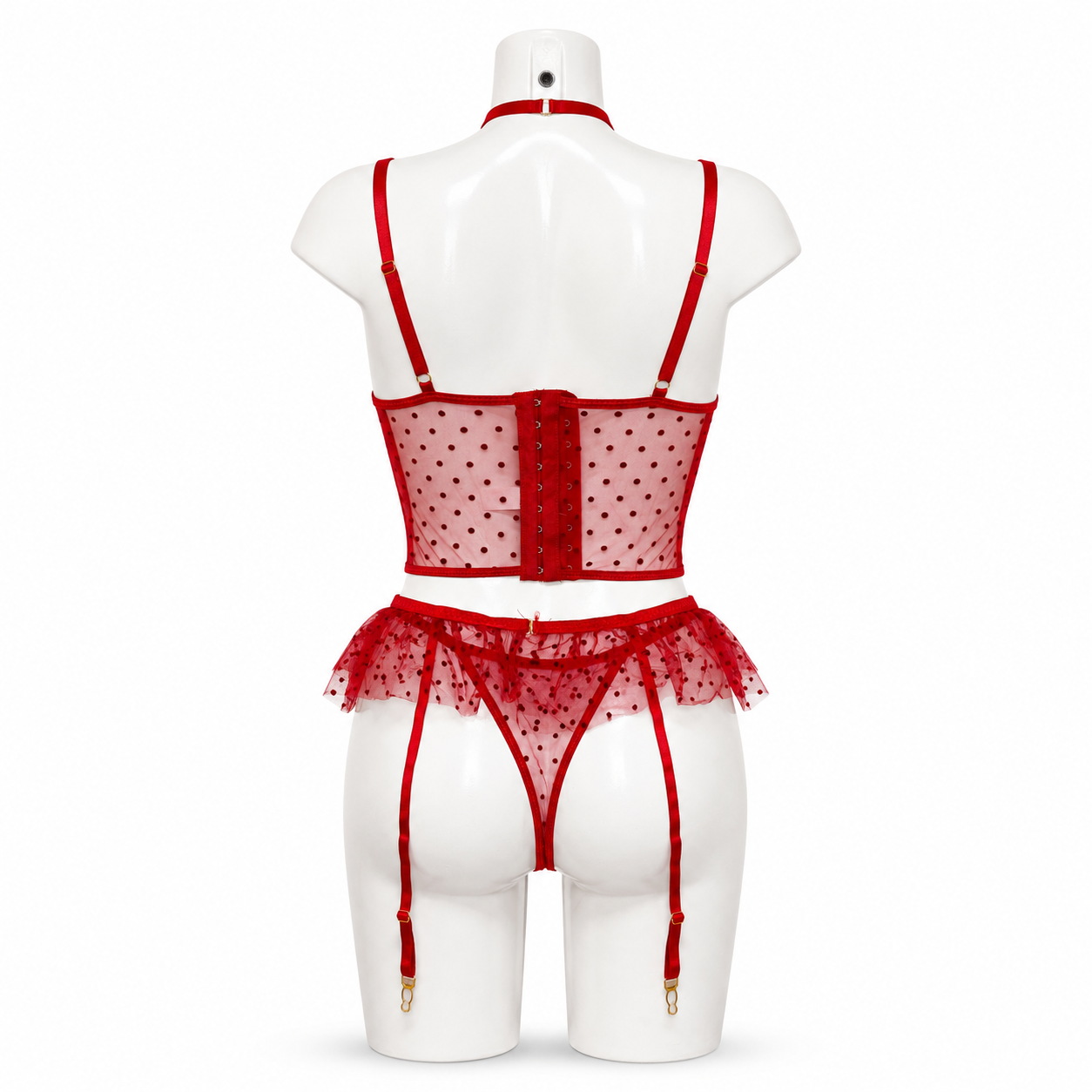 Secret Blush Ruby Dusk-Mesh Corset Set