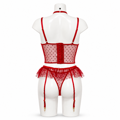 Secret Blush Ruby Dusk-Mesh Corset Set
