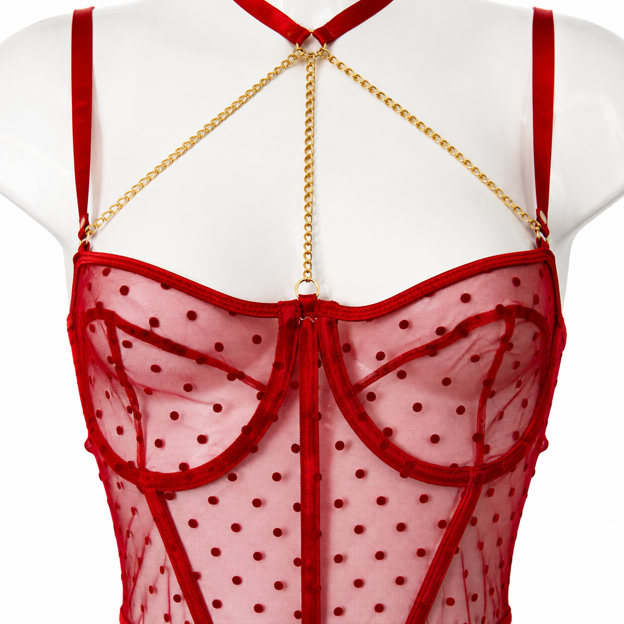 Secret Blush Ruby Dusk-Mesh Corset Set