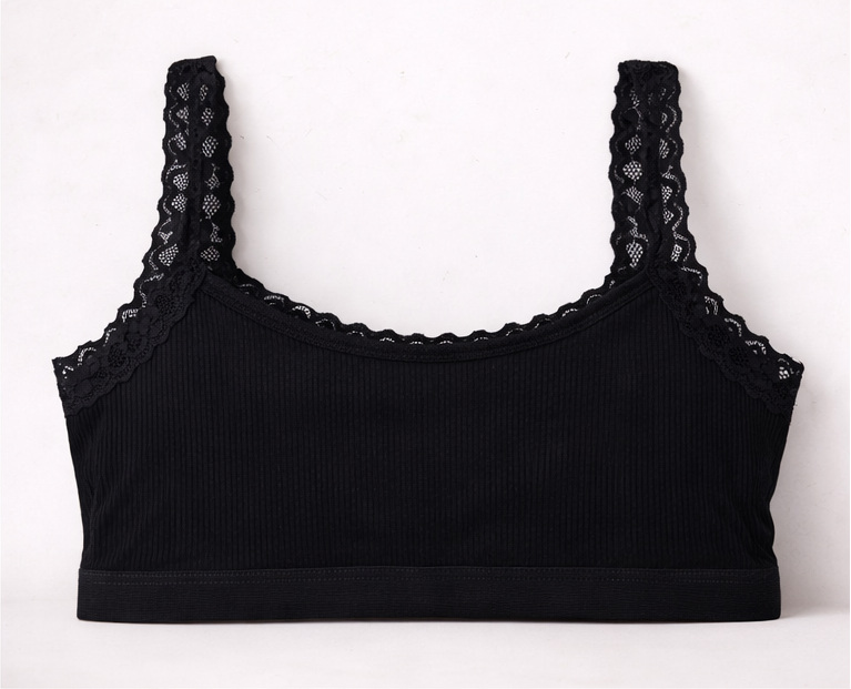 Lace Trim Ribbed Teenage Bra – Free Size Unpadded