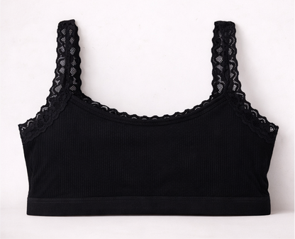 Lace Trim Ribbed Teenage Bra – Free Size Unpadded