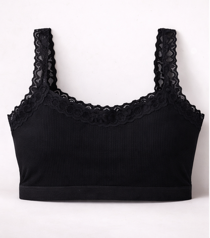 Lace Trim Ribbed Teenage Bra – Free Size Unpadded