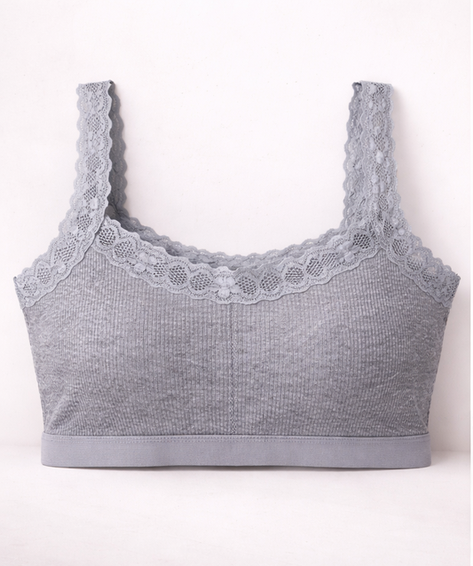 Lace Trim Ribbed Teenage Bra – Free Size Unpadded