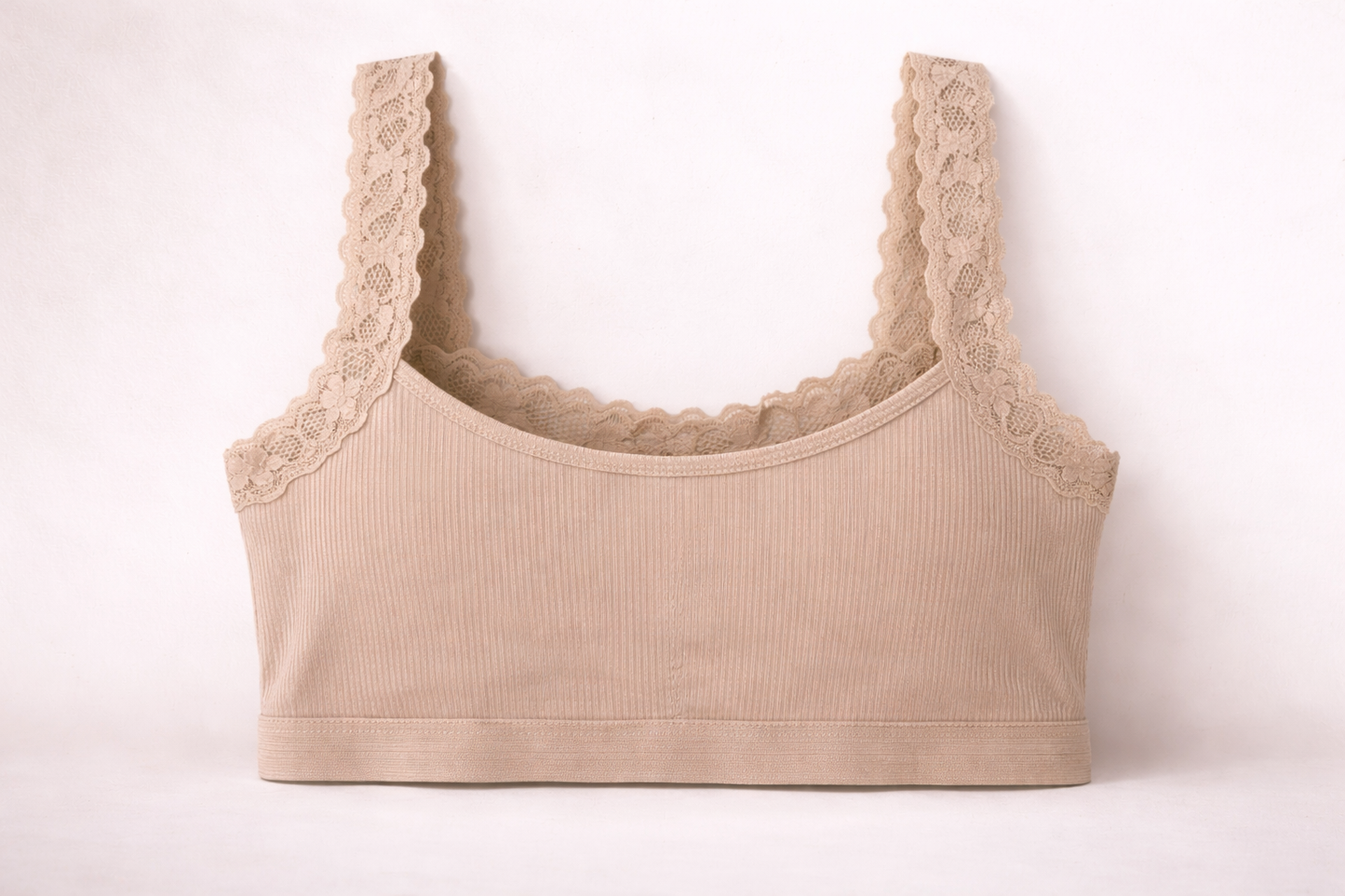 Lace Trim Ribbed Teenage Bra – Free Size Unpadded