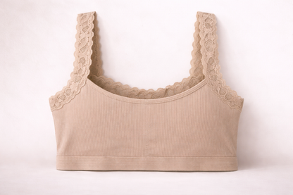 Lace Trim Ribbed Teenage Bra – Free Size Unpadded