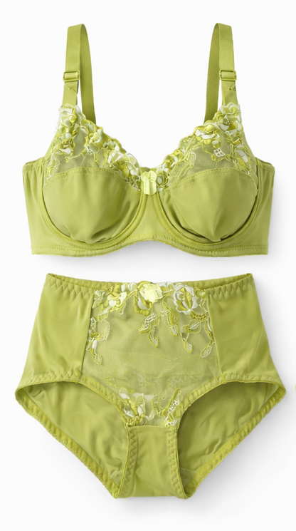 Non-padded underwire Floral Lace Bra & Panty Set