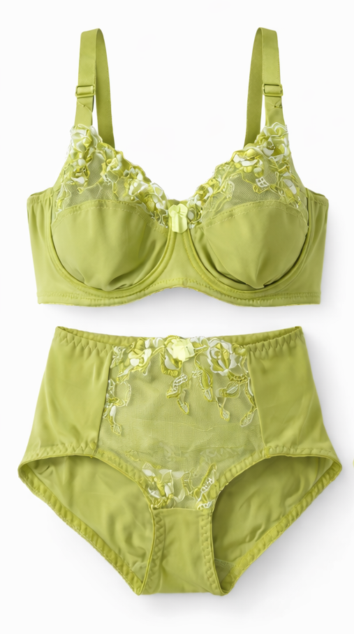 Non-padded underwire Floral Lace Bra & Panty Set