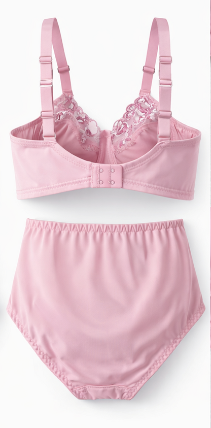Non-padded underwire Floral Lace Bra & Panty Set