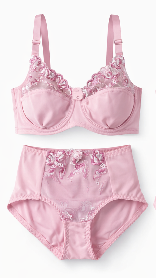 Non-padded underwire Floral Lace Bra & Panty Set