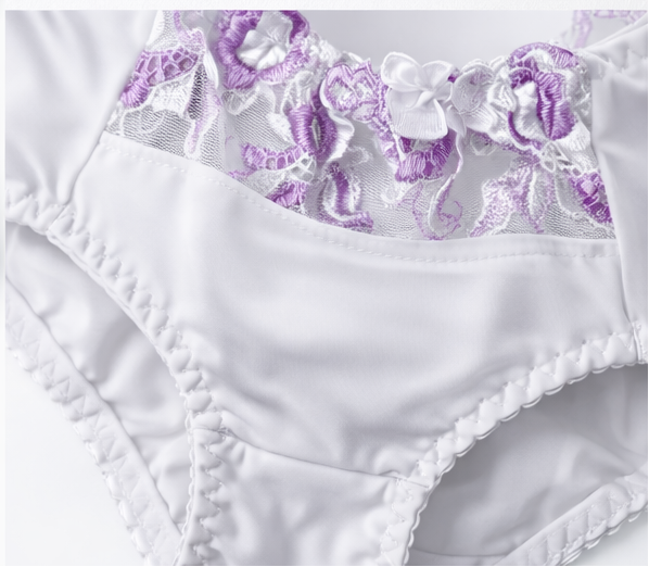 Non-padded underwire Floral Lace Bra & Panty Set