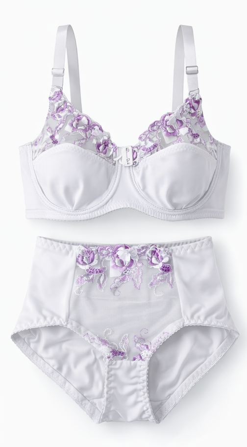 Non-padded underwire Floral Lace Bra & Panty Set