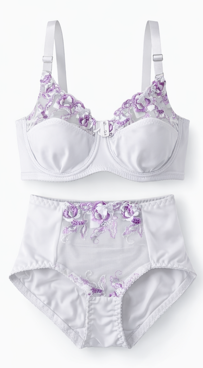 Non-padded underwire Floral Lace Bra & Panty Set
