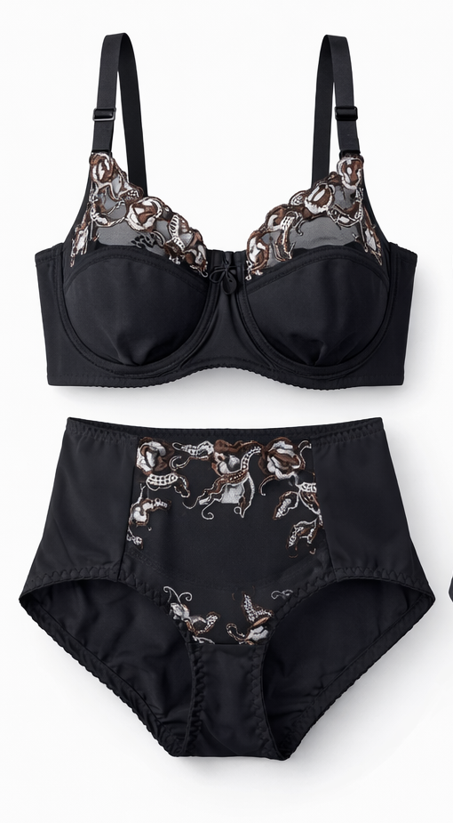 Non-padded underwire Floral Lace Bra & Panty Set