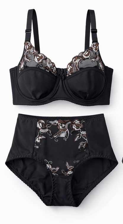 Non-padded underwire Floral Lace Bra & Panty Set