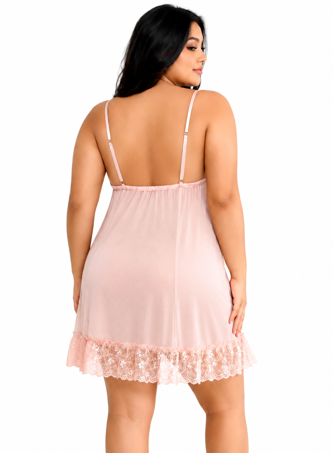 Blush Belle Plus Size Lace Nightdress-Slip