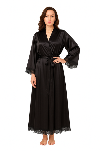 Silken Temptation Long Silk Lace Gown panty set