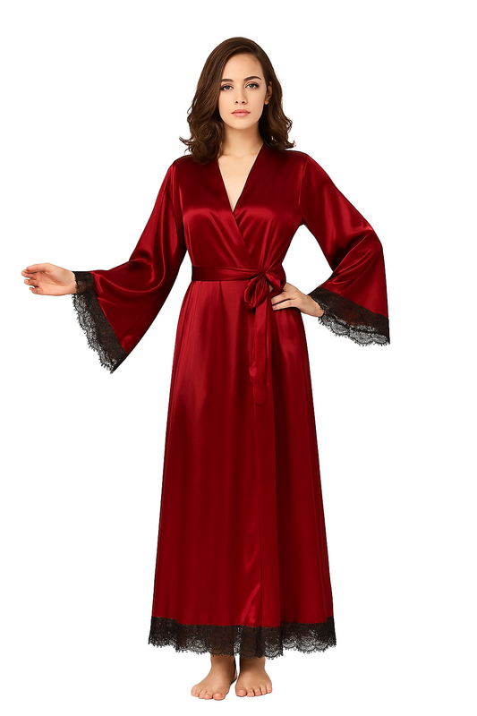 Silken Temptation Long Silk Lace Gown panty set