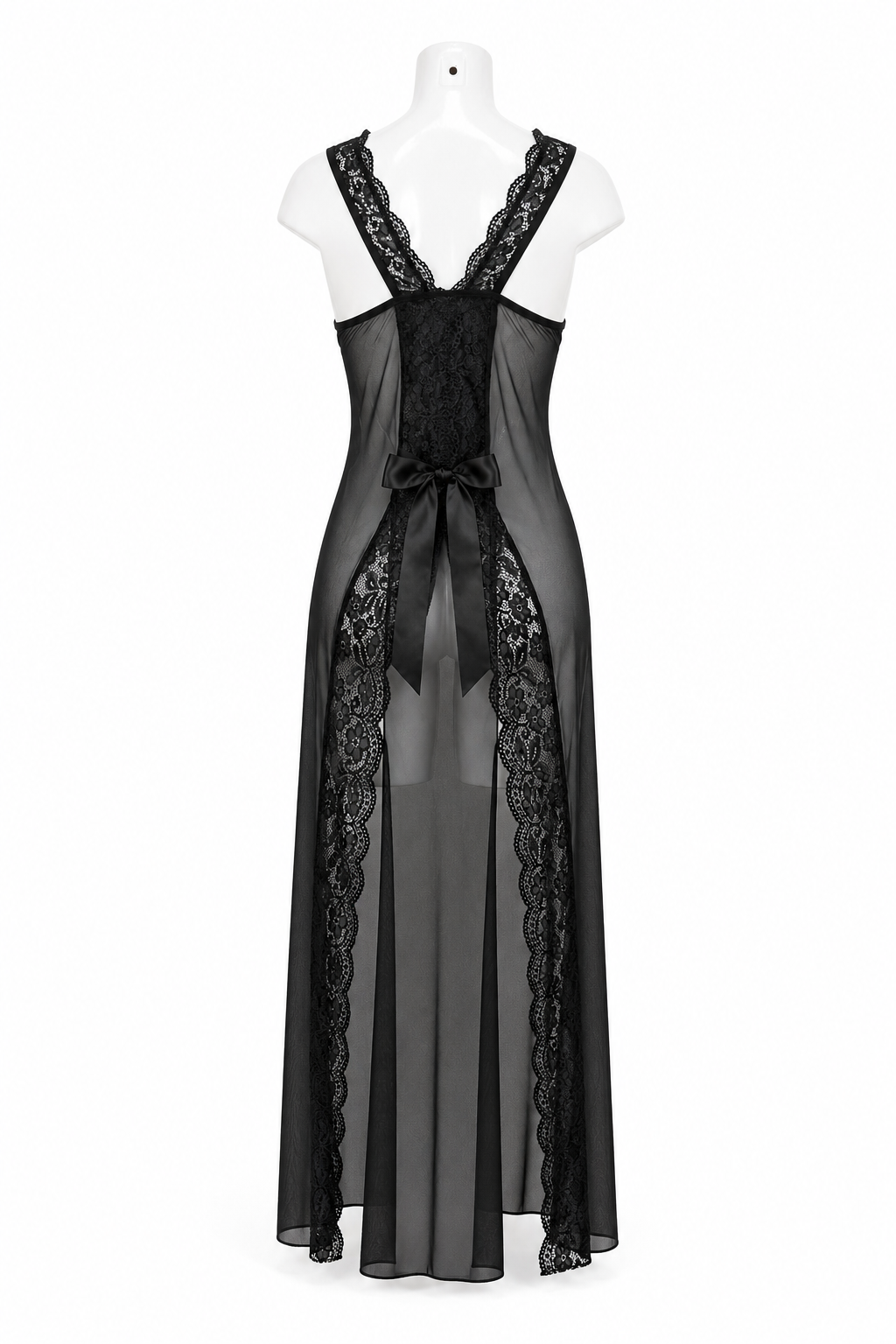 Angelic Romance-Lace Bow Sheer Gown & Panty Set