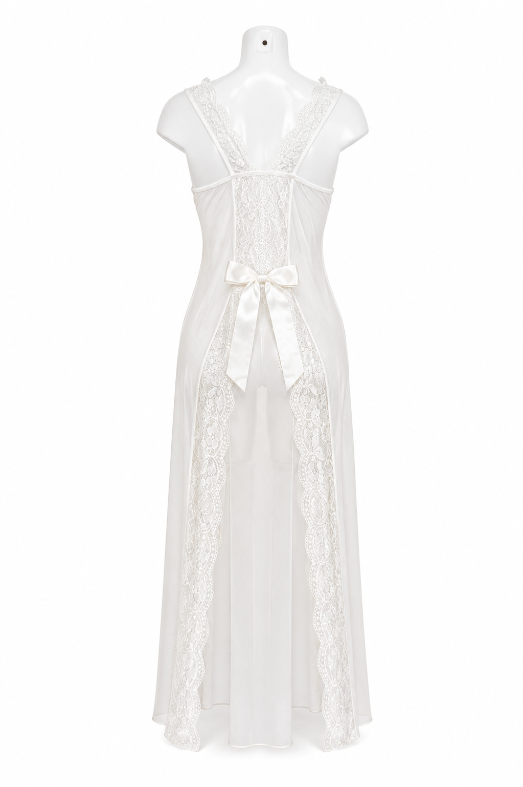 Angelic Romance-Lace Bow Sheer Gown & Panty Set