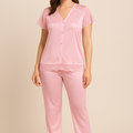 Secret Blush 2 Pieces Lace Silk Night suit Shirt Trouser