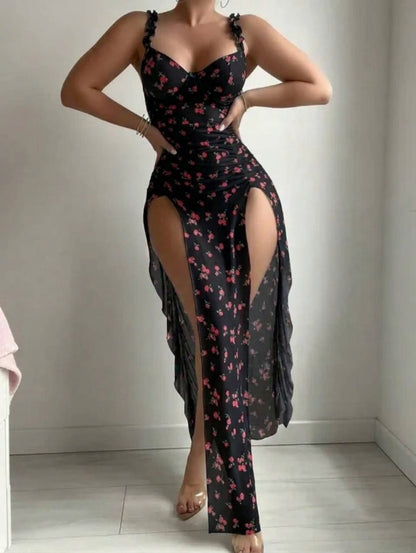 Rose Allure Floral Slit Gown