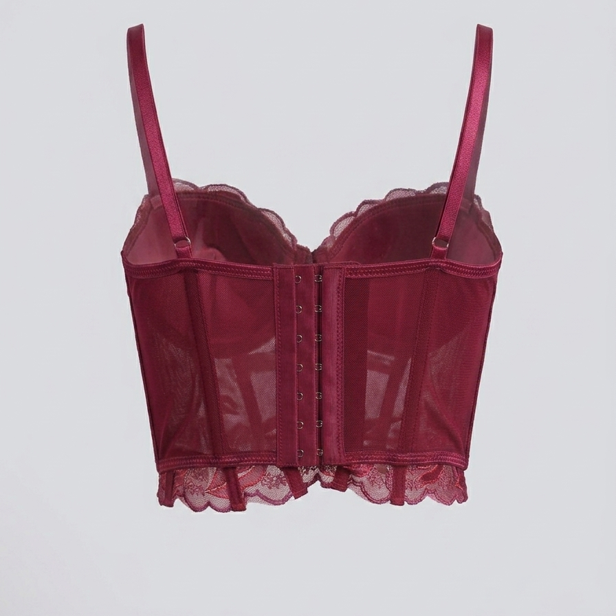 Midnight Kiss Mesh Corset & Panty Set-Padded