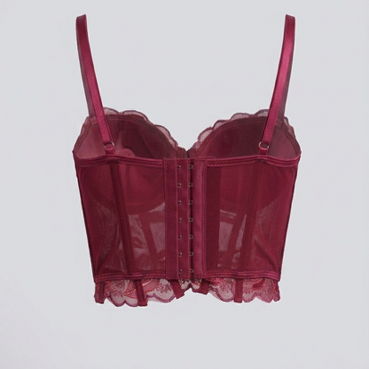 Midnight Kiss Mesh Corset & Panty Set-Padded